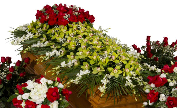 Copricassa_di_Cymbidium_Verde_con_Ciuffo_di_Rose_Rosse_e_Bordo_Dendrobium_Bianco